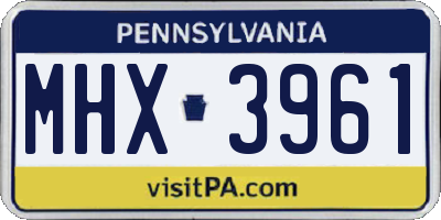 PA license plate MHX3961