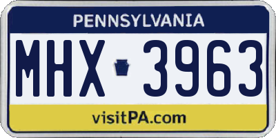 PA license plate MHX3963