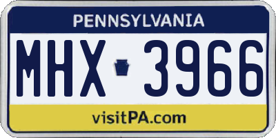 PA license plate MHX3966