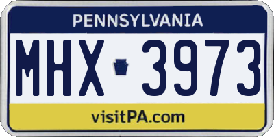 PA license plate MHX3973