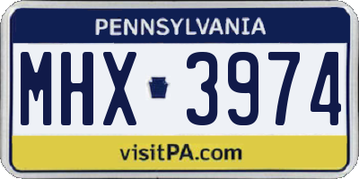 PA license plate MHX3974