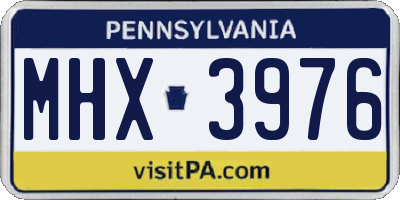 PA license plate MHX3976