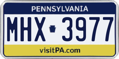 PA license plate MHX3977