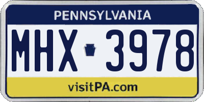 PA license plate MHX3978