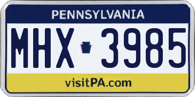 PA license plate MHX3985