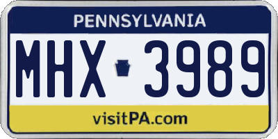 PA license plate MHX3989