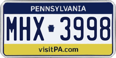 PA license plate MHX3998