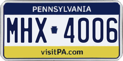PA license plate MHX4006