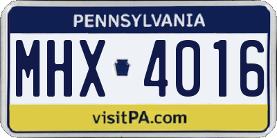 PA license plate MHX4016