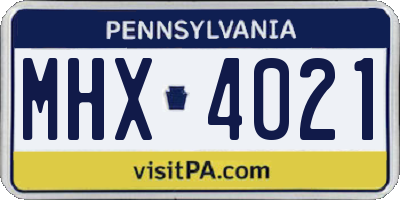PA license plate MHX4021