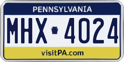 PA license plate MHX4024
