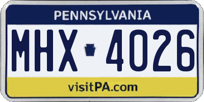 PA license plate MHX4026
