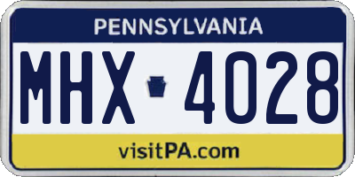 PA license plate MHX4028