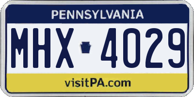 PA license plate MHX4029