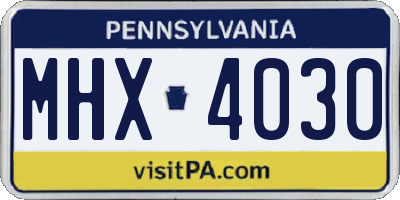 PA license plate MHX4030