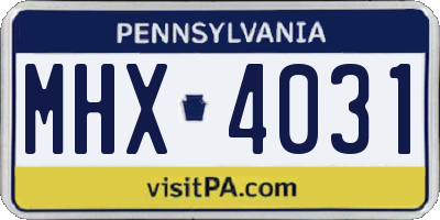 PA license plate MHX4031