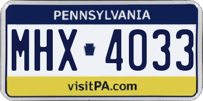 PA license plate MHX4033