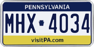PA license plate MHX4034