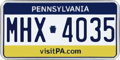 PA license plate MHX4035