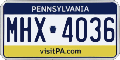 PA license plate MHX4036