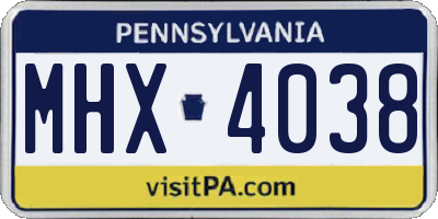 PA license plate MHX4038