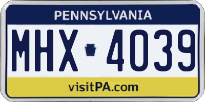 PA license plate MHX4039