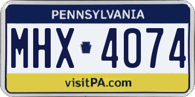 PA license plate MHX4074