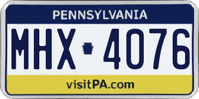 PA license plate MHX4076