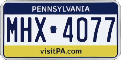 PA license plate MHX4077