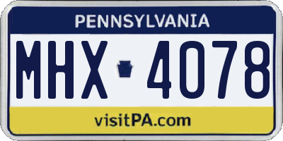 PA license plate MHX4078
