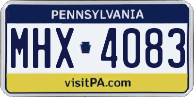 PA license plate MHX4083