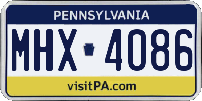 PA license plate MHX4086