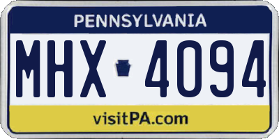 PA license plate MHX4094