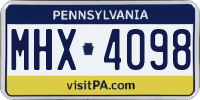 PA license plate MHX4098