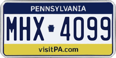 PA license plate MHX4099
