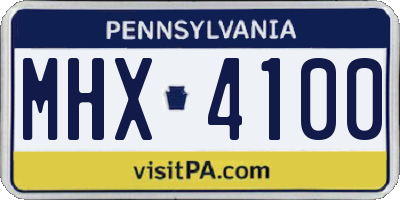 PA license plate MHX4100