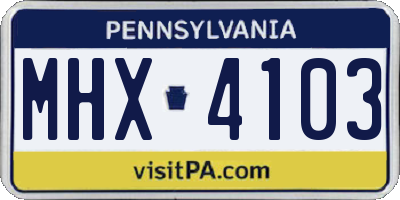 PA license plate MHX4103