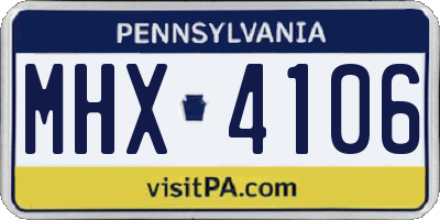 PA license plate MHX4106