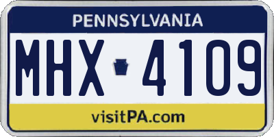 PA license plate MHX4109