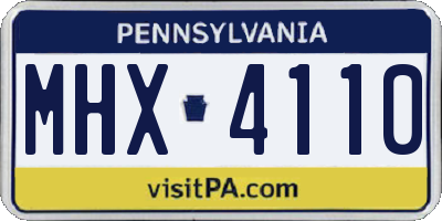 PA license plate MHX4110