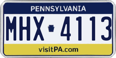 PA license plate MHX4113