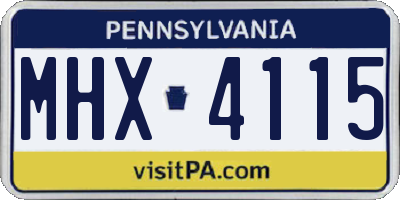PA license plate MHX4115