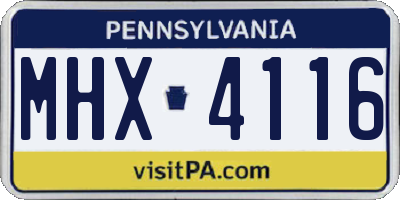 PA license plate MHX4116