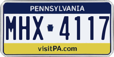 PA license plate MHX4117