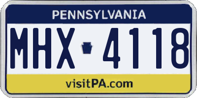 PA license plate MHX4118