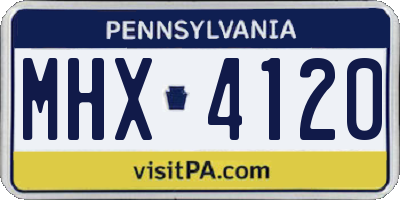 PA license plate MHX4120