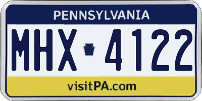PA license plate MHX4122