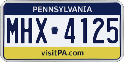PA license plate MHX4125