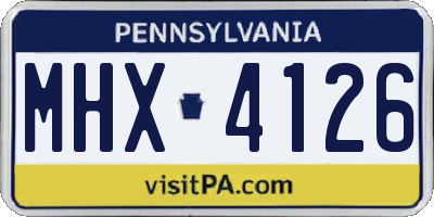 PA license plate MHX4126