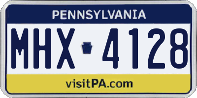 PA license plate MHX4128